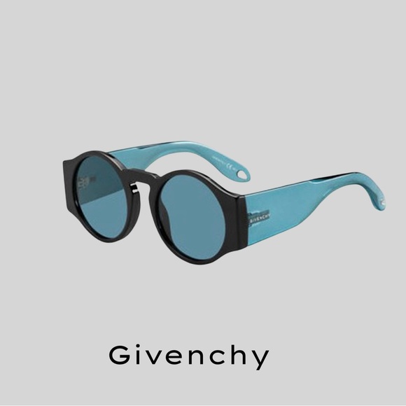 NWT GIVENCHY BLACK/BLUE ACETATE ROUND SUNGLASSES - GV 7056/S - MADE IN ITALY - Picture 1 of 6